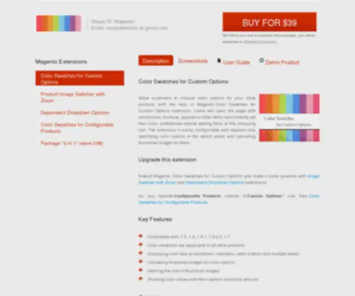 Colorswatchextension.com(Custom Options Color Swatches Magento FREE Extension) Screenshot