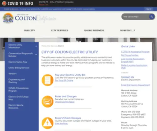 Coltononline.com(CITY OF COLTON ELECTRIC UTILITY) Screenshot