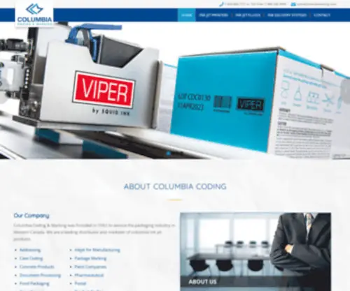 Columbiacoding.com(Distributor and marketer of industrial ink jet products in Western Canada) Screenshot