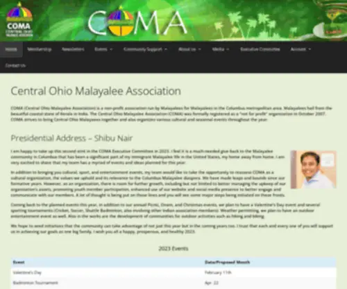Comaohio.org(An association run by Malayalees in the Columbus metropolitan area) Screenshot