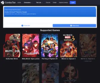 Combotier.com(The Combo And Tier List For Fighting Games) Screenshot