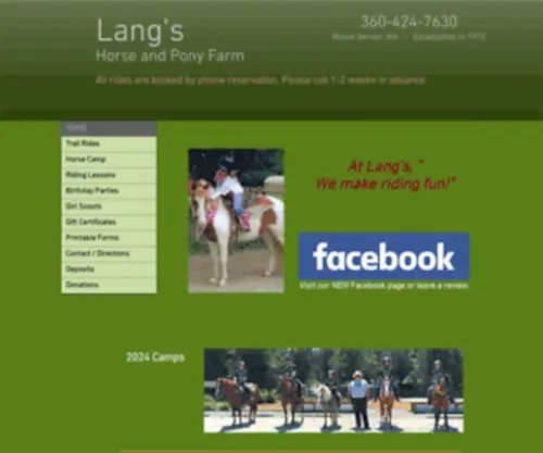 Comeride.com(Lang's is a family run trail riding stable) Screenshot