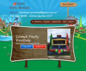 Cometpartyrentals.com(Comet Party Rentals Bounce House katy TX) Screenshot