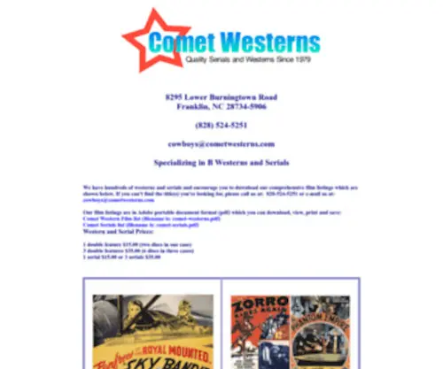 Cometwesterns.com(Comet Westerns) Screenshot