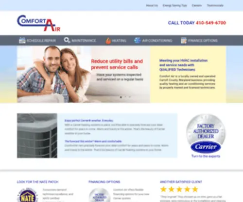 Comfortairmaryland.com(Comfort Air HVAC in Maryland) Screenshot
