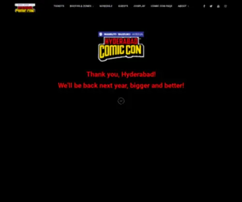 Comicconhyderabad.com(Comic Con India) Screenshot