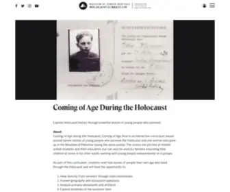 Comingofagenow.org(Coming of Age During the Holocaust) Screenshot