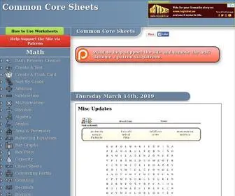 Commoncoresheets.com(Common Core Sheets) Screenshot