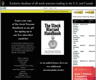 Commonstockwarrants.com(Exclusive Database of Stock Warrants) Screenshot