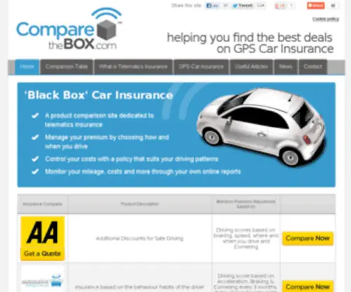 Comparethebox.com(Black Box Insurance Comparison) Screenshot