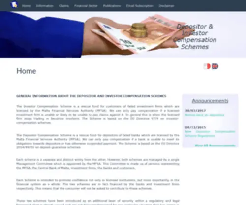 Compensationschemes.org.mt(Depositor & Investor Compensation Schemes) Screenshot