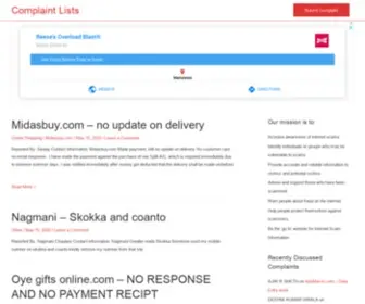 Complaintlists.com(Online Reviews and Consumer Complaints Portal) Screenshot