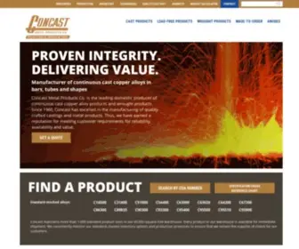 Concast.com(Brass, Bronze & Copper Alloys, Green Alloys & Aluminum Bronze) Screenshot