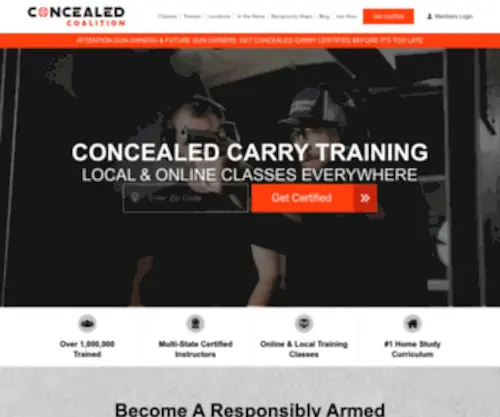 Concealedcoalition.com(Local & Online Concealed Carry Training & Membership Options) Screenshot