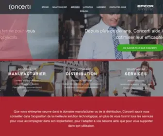 Concerti.com(Intégrateur de solutions Epicor ERP) Screenshot