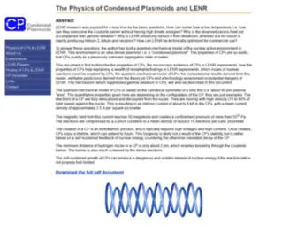 Condensed-Plasmoids.com(The Physics of Condensed Plasmoids and LENR) Screenshot