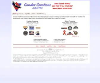 Condorcreations.com(Condor Creations Custom and Stock Lapel Pins) Screenshot