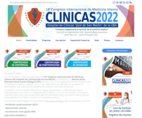 Congresoclinicas.com.ar(Congreso de Medicina Interna del Hospital de Clínicas) Screenshot
