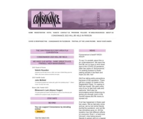 Consonance.org(The SF Bay Area's Filk Con) Screenshot