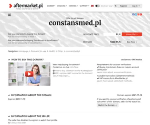 Constansmed.pl(Cena domeny: 5500 PLN (do negocjacji)) Screenshot