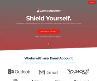 Contactburner.com(Temporary email addresses and phone numbers) Screenshot