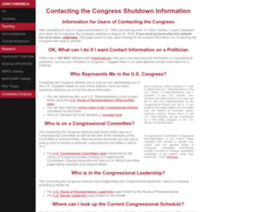 Contactingthecongress.org(Contacting the Congress) Screenshot