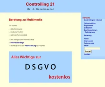 Controlling21.de(Controlling21, Multimedia, Internet, Beratung, Internet-Controlling, Ergonomie, Gutachten, Strategie, Projektplanung, Projektleitung) Screenshot