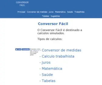 Conversorfacil.com.br(Efetuar calculos diversos) Screenshot
