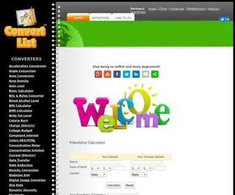 Convertlist.com(Converters & Calculators) Screenshot