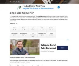 Convertyourshoesize.com(International Shoe Size Converter & Charts) Screenshot