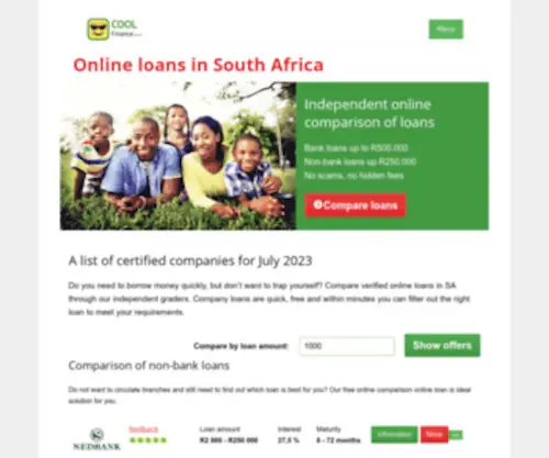 Coolfinance.co.za(Compare loans) Screenshot