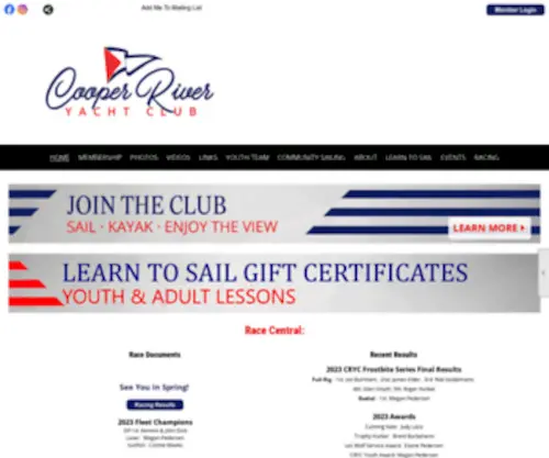 Cooperriveryc.org(Cooper River Yacht Club) Screenshot