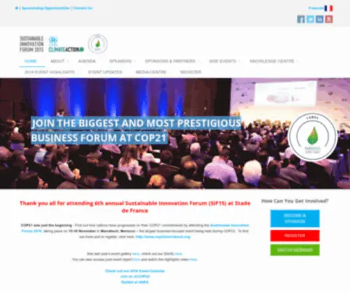 Cop21Paris.org(Sustainable Innovation Forum 2015) Screenshot