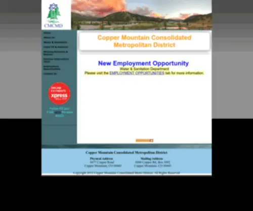 Coppermtnmetro.org(Copper Mountain Consolidated Metropolitan District) Screenshot