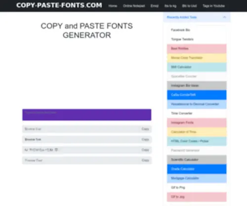 Copy-Paste-Fonts.com(Copy paste Fonts) Screenshot