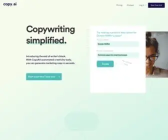 Copy.ai(We have created the world's most advanced artificial intelligence copywriter) Screenshot