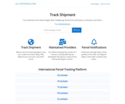 Copyparcel.com(International Parcel Tracking Platform) Screenshot