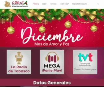 Corat.mx(Bienvenidos al sitio web de la Comisión de Radio y Televisión de Tabasco (CORAT)) Screenshot