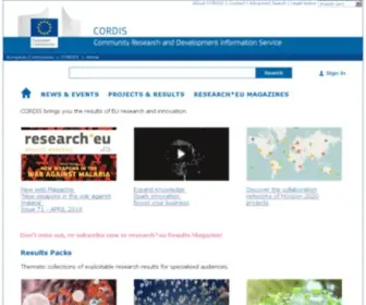 Cordis.lu(Community Research and Development Information Service) Screenshot