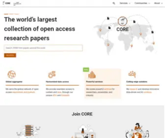 Core.ac.uk(Aggregating the world’s open access research papers) Screenshot
