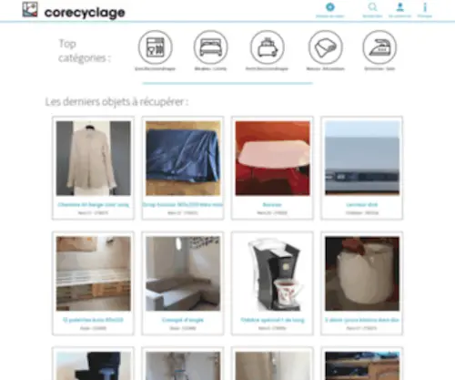 Corecyclage.com(Dons &amp; récup d&#039;objets gratuits entre particuliers ou associations) Screenshot