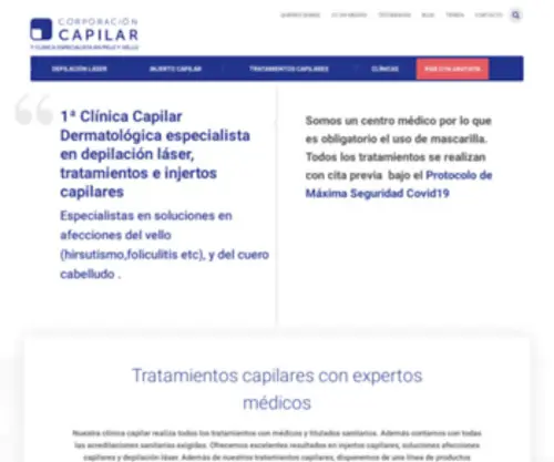 Corporacioncapilar.es(Clínica de depilación láser e Injerto capilar) Screenshot