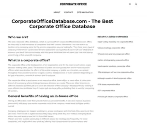 Corporateofficedatabase.com(Corporateofficedatabase) Screenshot