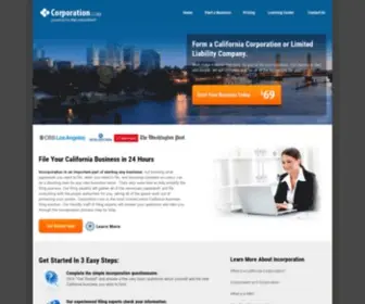 Corporation.com(Form a Corporation or LLC In California) Screenshot