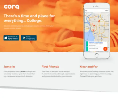 Corqapp.com(Discover amazing events and groups around campus from your favorite mobile device) Screenshot