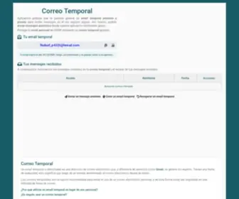Correotemporal.org(Crea un correo o email temporal para protegerte del spam) Screenshot