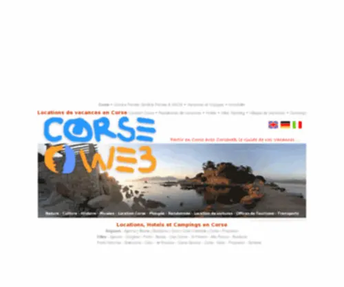 Corsica.net(Corse Vacances Location Voyages Ferries Immobilier Guide des locations) Screenshot