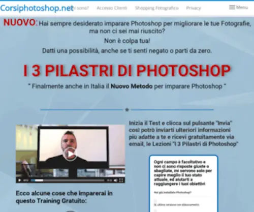 Corsiphotoshop.net(Video Corsi Photoshop/Lightroom online 24h/24h comodamente a casa tua) Screenshot