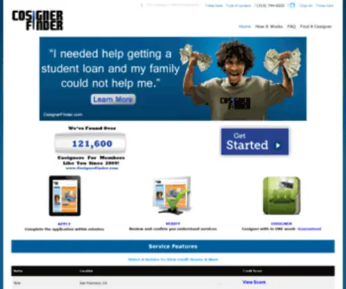 Cosignerfinder.com(Cosigner Finder.com) Screenshot