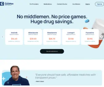 Costplusdrugs.com(Mark Cuban Cost Plus Drug homepage) Screenshot